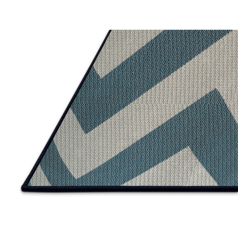 Tapis bleu à chevrons Fairmount, Rectangle 2 pi x 3 pi