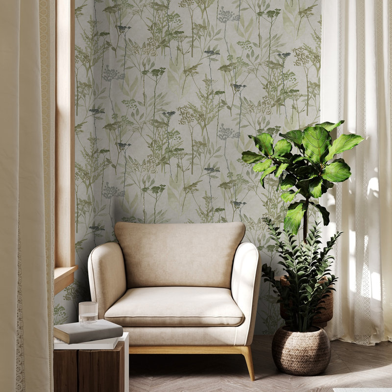 Papier peint solstice doré, Vert
