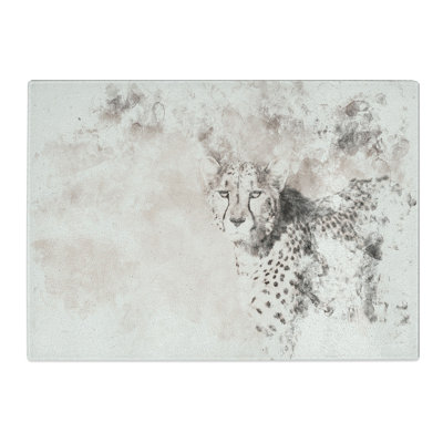 Tempered Glass Cheetah with Orange Eyes Chopping Board