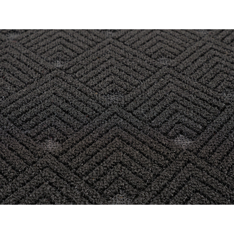 Ghi Non-Slip Geometric Indoor/Outdoor Doormat, Black
