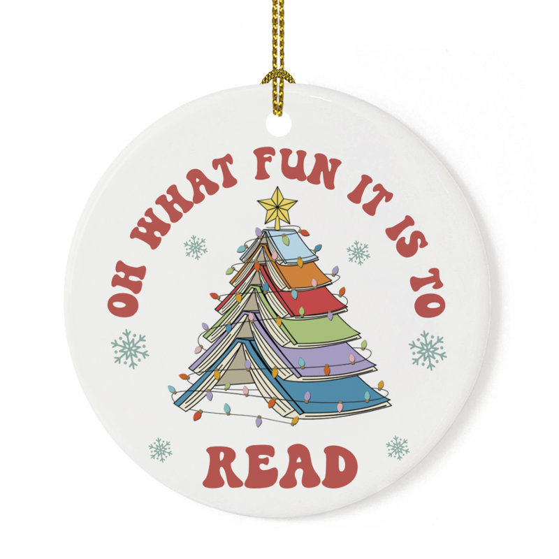Ornement amoureux des livres en céramique Oh What Fun It It To Read Design