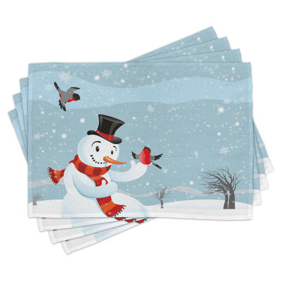 One Allium Way® Snowman Place Mats Set of 8 New Year's Eve Birds 8 pcs Multicolor -  8E5A05E667544CDA8B8357E904BE343D