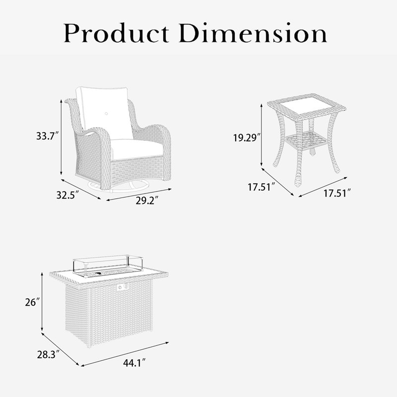 Ensemble de chaises berçantes pivotantes 7 pièces avec table d'appoint LayinSun, Brun, Marine