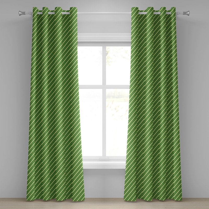 Rideau à œillets 2 panneaux Red Barrel Studio®, 50 po x 63 po, vert lime, vert foncé, L 50 po x L 84 po