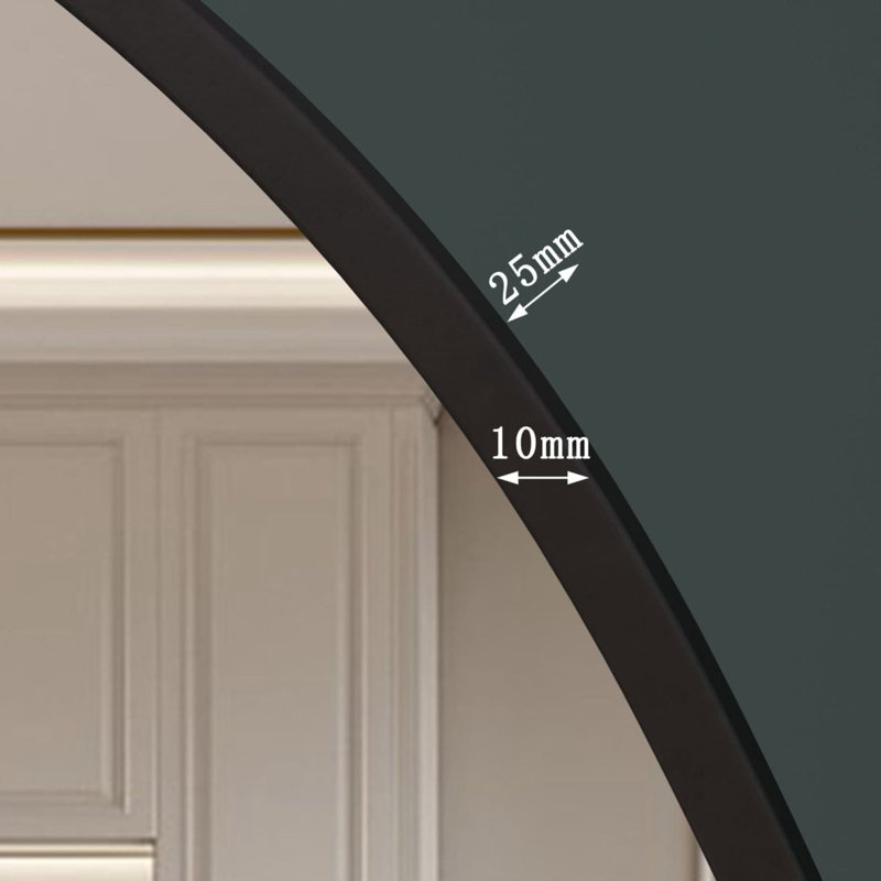 Akiko - Black Metal Arched Wall & Leaner Mirror, 180cm x 90cm