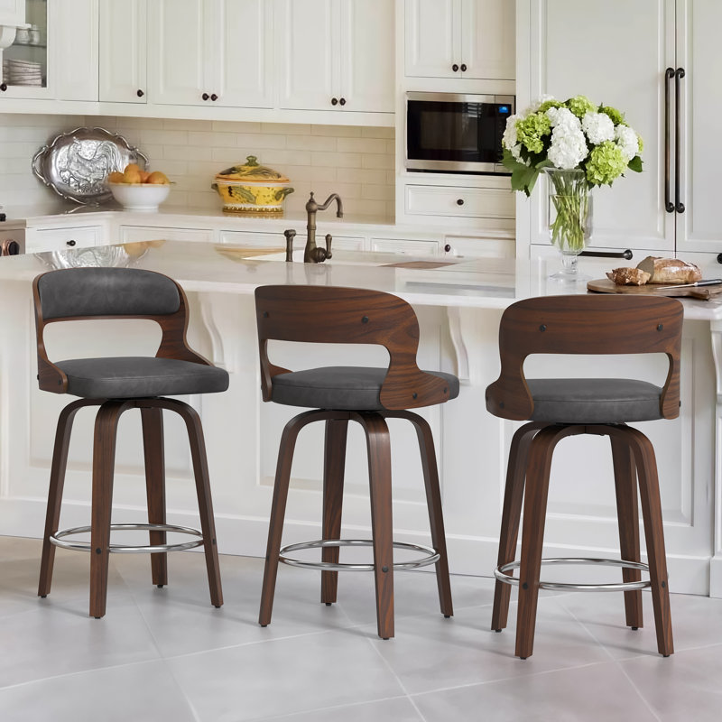 Carylon Swivel Upholstered Counter Stool, Gray