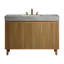 Meuble-lavabo sur pied de 122 cm avec lavabo, comptoir en pierre frittée veinée gris Carrara, aspect bois naturel.-1397142088-1397142092-1397142096