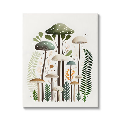 Champignons verts fantaisistes sur toile