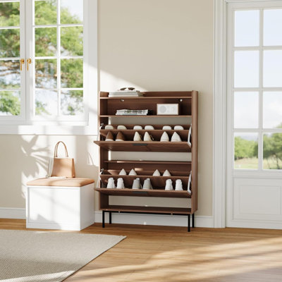 Meuble à chaussures vertical mince et compact pour entrée ou garde-robe