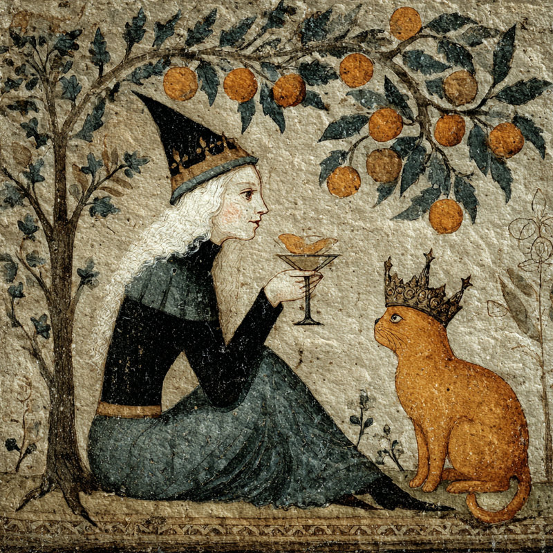 Art mural rétro sur toile tendue sorcière et chat royal, H 30 po x l 30 po
