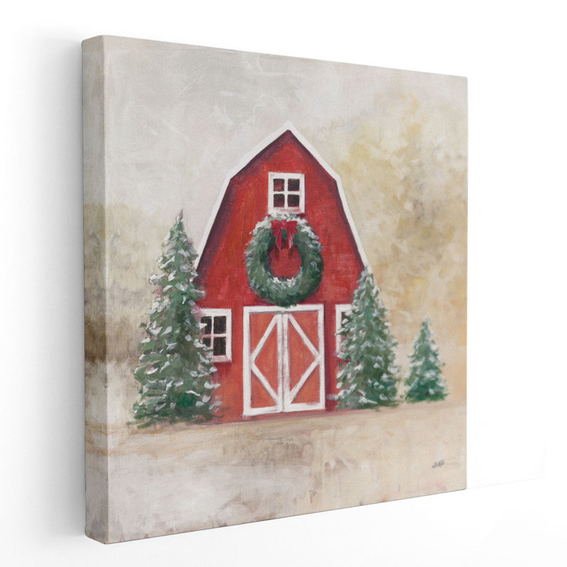 «Decembre Barn», reproduction d'art sur toile, H 12 po x l 12 po