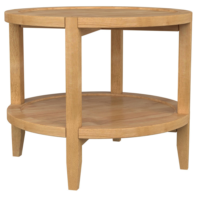 Fadia Elegant Design - Table de bout d'appoint ronde en bois massif Tergel brun érable