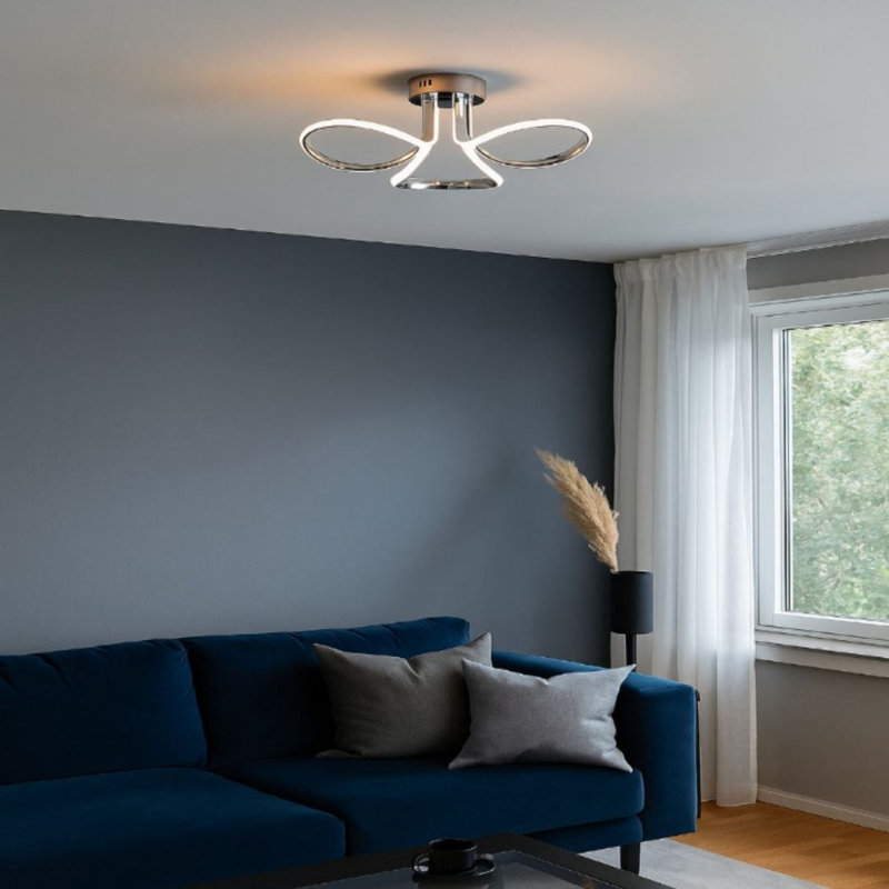 LED Semi Flush Mount, Polished Chrome