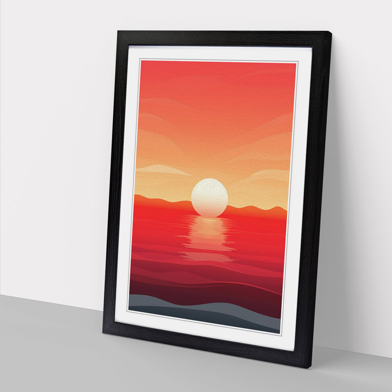 Sunrise Minimalism No.2 - Single Picture Frame Print on Wood, Black, 34" H x 25" W x 2" D