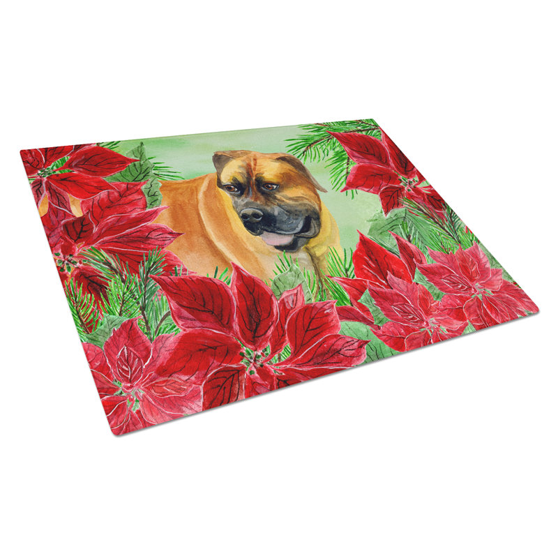 Caroline's Treasures Tempered Glass Poinsettias Cutting Board, Boerboel Mastiff