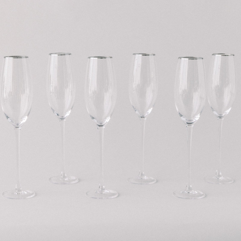 Siren 6oz. Flute Set, Clear/Silver