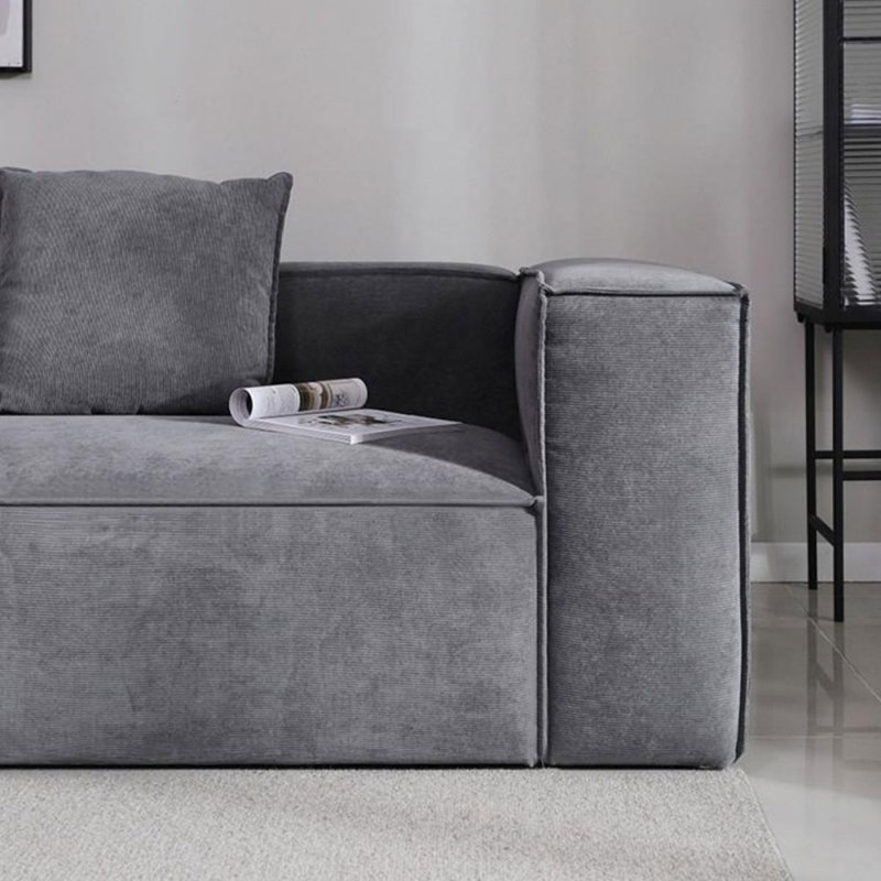 Coussin gris en velours côtelé, 4, H 27,56 po x l 110,24 po x P 37,40 po