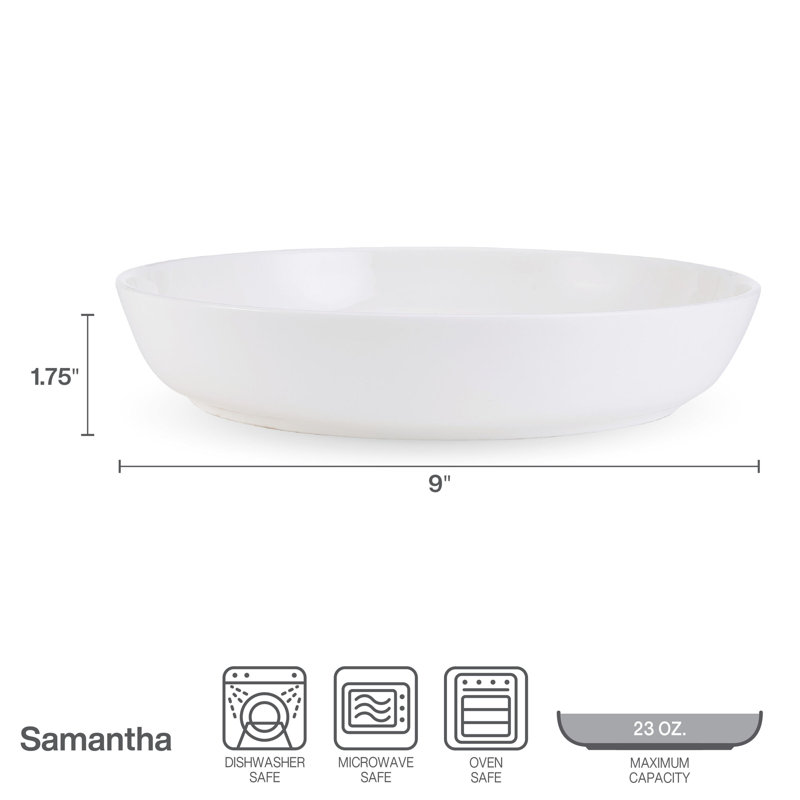 Samantha 9 in. Bone China Pasta Bowls