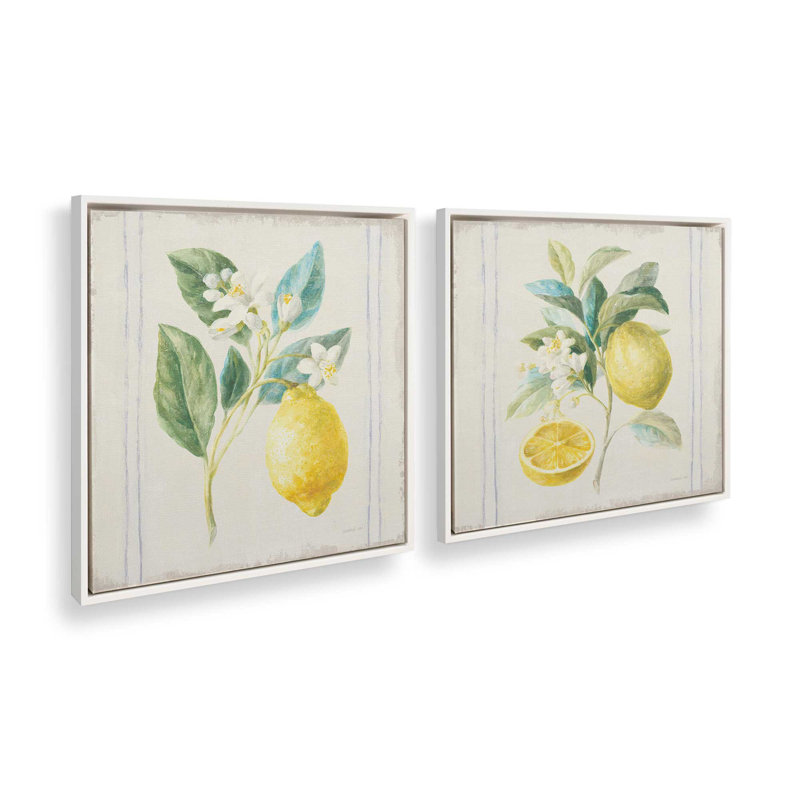 Zesty Little Sunshine, ensemble de 2 impressions, Toile avec cadre, Blanc opaque, 30 po x 30 po
