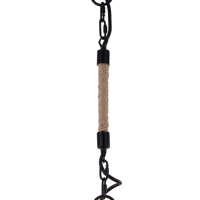 3-Light Black Basket Island Pendant Light with Hemp Rope Shade