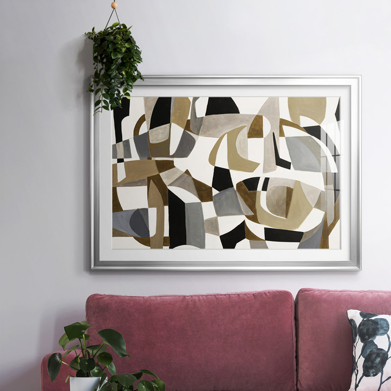 Cercle de jeu encadré, impression encadrée avec biseau mat et verre, Argent, H 30 po x l 44 po x P 1,5 po