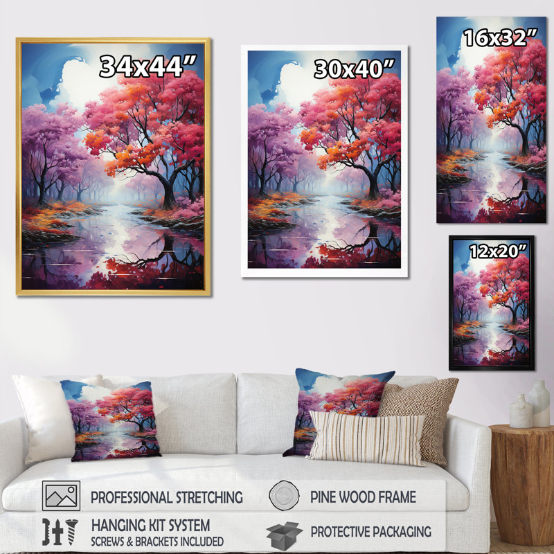 Mystic Forest Sunlight I - Rainbow, impression d'art mural, Cadre photo noir simple, H 20 po x l 12 po x P 1 po