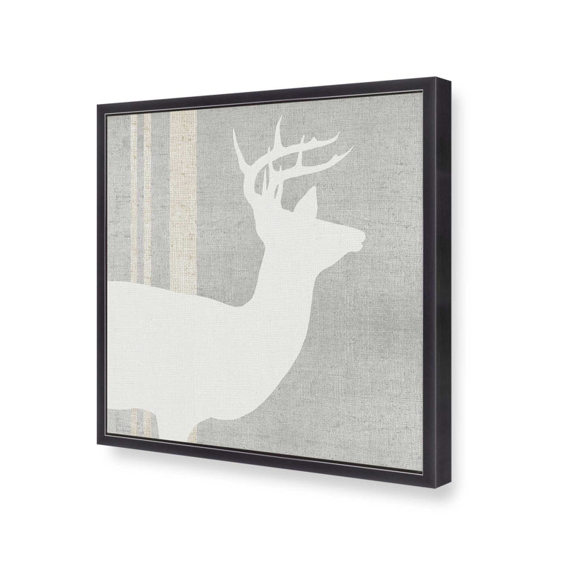 Silhouette de bois de cerf I, H 13,75 po x l 13,75 po, Encadrement ouvert, zinc vieilli