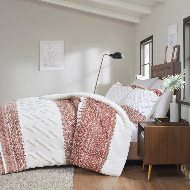 Ensemble d'édredon en coton 3 pièces avec capitonnage en chenille Auburn, Édredon double / double