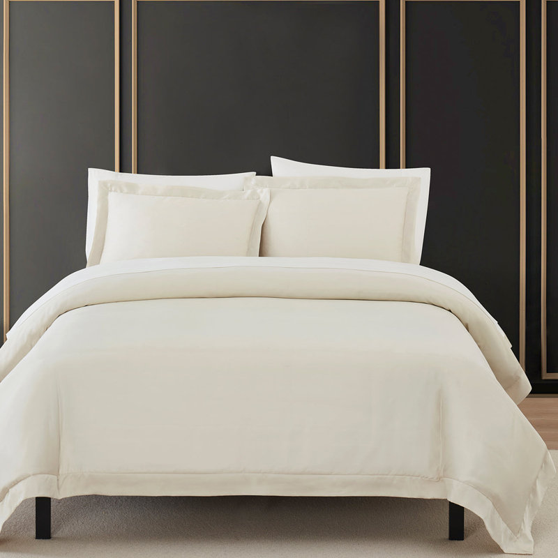 Ensemble de housse de couette 3 pièces Marita Eucalyptus, Housse de couette pour grand lit et 2 taies décor, Gris