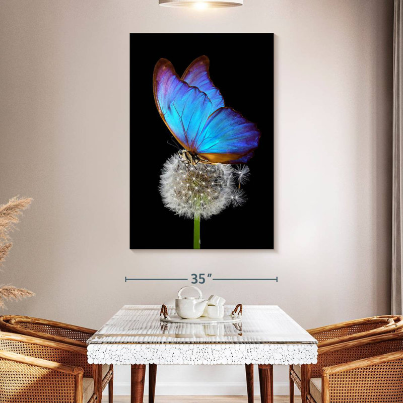 Brampt Blue Morpho On Dandelion, 51" H x 34" W