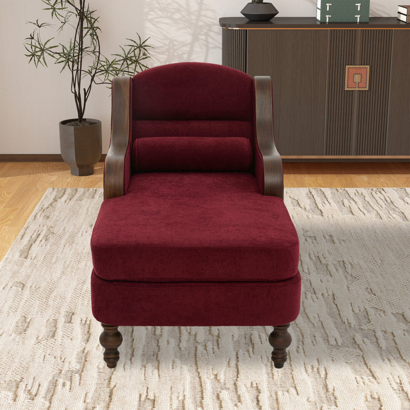 Chaise longue d'intérieur en chenille, Rouge vin