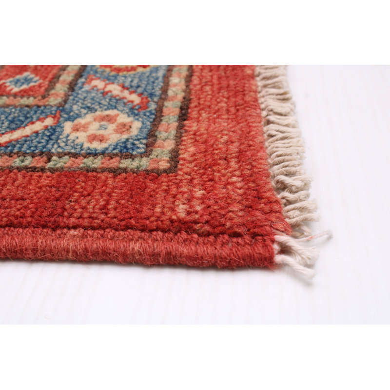 Tapis unique en laine noué à la main 8 pi 6 po x 11 pi 10 po nouvel âge Braylène en rouge foncé / vert clair / brun