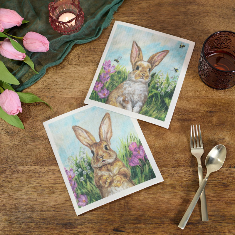  Garden Bunnies Swedish Dishcloth Set
