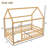 Twin Size Floor Wooden Bed With House Roof Frame, Fence Guardrails-2070063890-2070063891