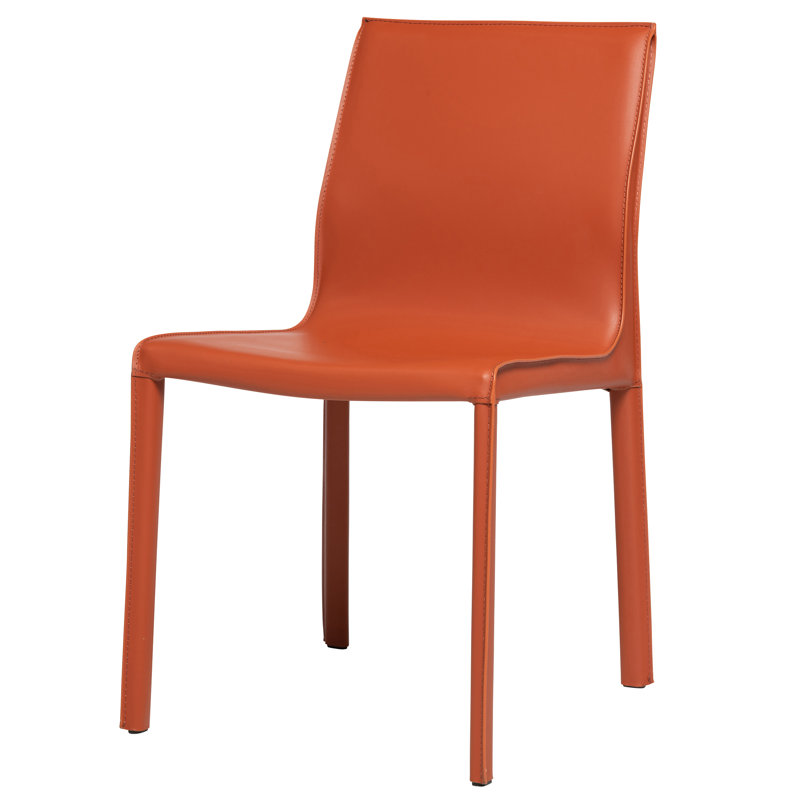 Chaise rembourrée en cuir Kupang, Terre cuite