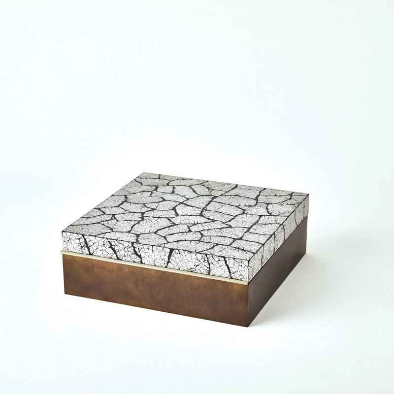 Eggshell Box-Antique Gold Leaf-Sm, 5" H x 13" W x 13" D