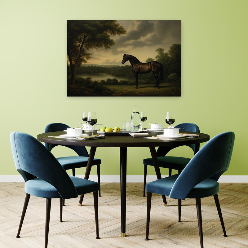 «Noble Horse Landscape Classic Peaceful Serene Horse Forest Landscape», reproduction d'art mural, H 32 po x l 48 po