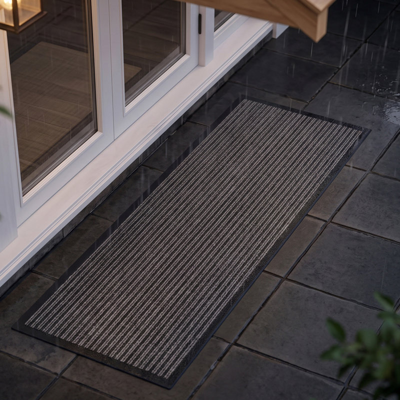 Paillasson antidérapant pour entrée, Gris, L 24 po x L 70 po