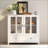 Buffet Sideboard with Double Glass Doors, Adjustable Shelf &amp; Bell Handles | E1 MDF | UV Paint Finish
