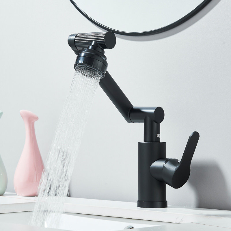 Robinet de lavabo articulé noir mat Mosson avec bec pliable réglable