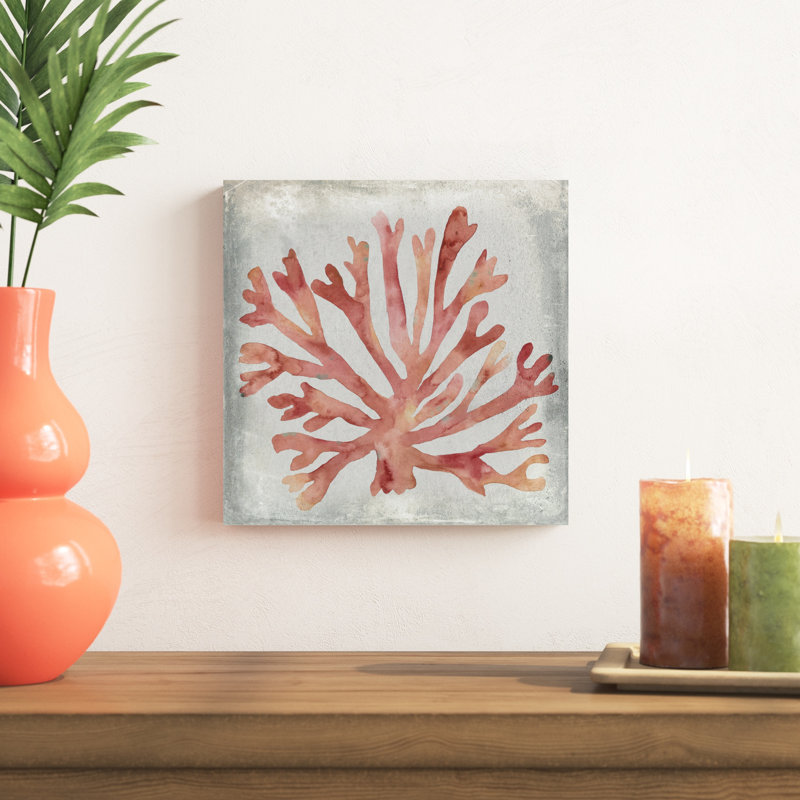 Aquarelle corail III, H 12 po x l 12 po x P 1,25 po