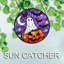 Vitrail suspendu à la citrouille d'Horreur d'Halloween 15 po - Porte Suncatcher Sunroom de style gothique
