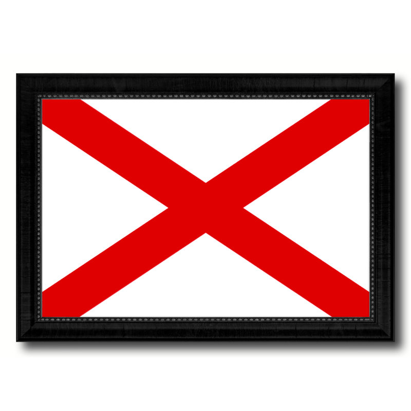 «Indiana State Flag», reproduction d'impression sur toile encadrée, H 27 po x l 39 po x P 1 po, Alabama, Encadrement noir