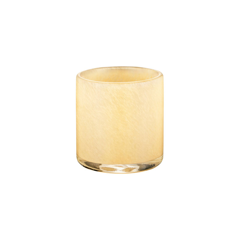 SAGA Glass Tabletop Hurricane, 6.3" H x 5.9" W x 5.9" D, Yellow
