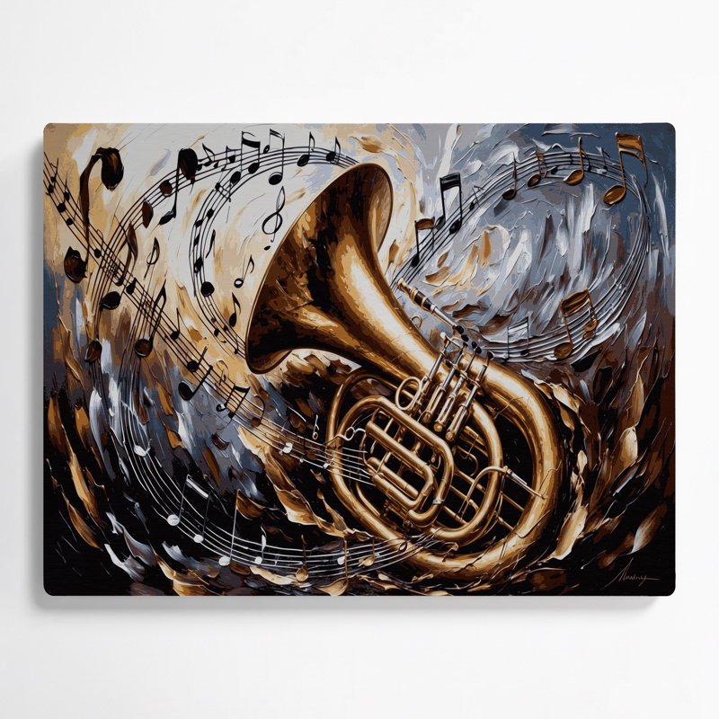 «Music Tuba», art mural en métal brun, H 20 po x l 24 po