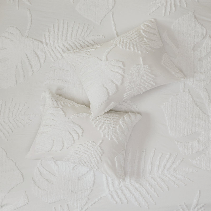 Ensemble d'édredon 3 pièces en coton et chenille capitonné, Édredon pour très grand lit + 2 taies décorativ