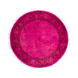 Overdyed Hand Knotted Wool Area Rug in Pink