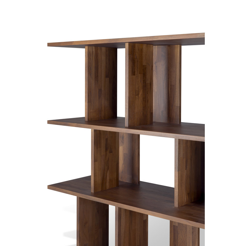 Irregular Solid Wood Geometric Bookcase, 45.5" H x 44" W x 14.5" D