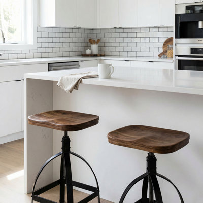 Swivel Adjustable Height Counter Stool with Metal Frame