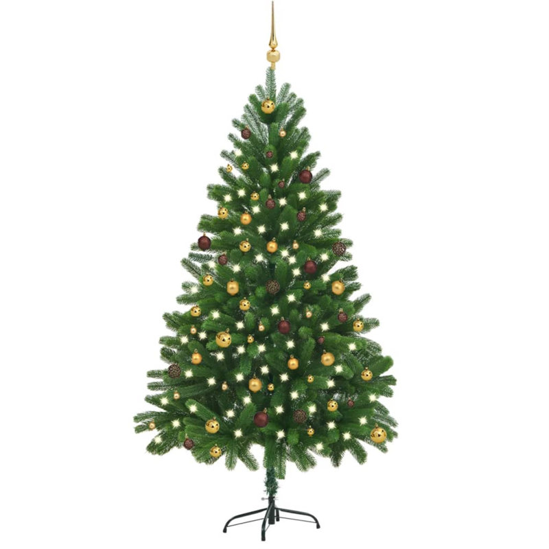 Décoration de sapin de Noël artificiel illuminé avec boule, H 6,18 pi